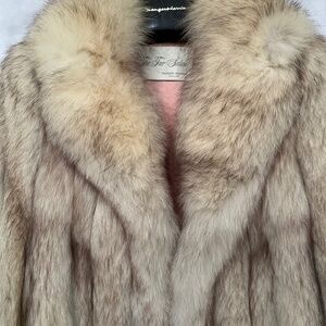 Vintage Full Length Natural Blue Fox Fur & Leather Stroller